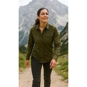 Eddie Bauer Olive Green Moisture Wicking Hiking Shirt XL - Gorpcore